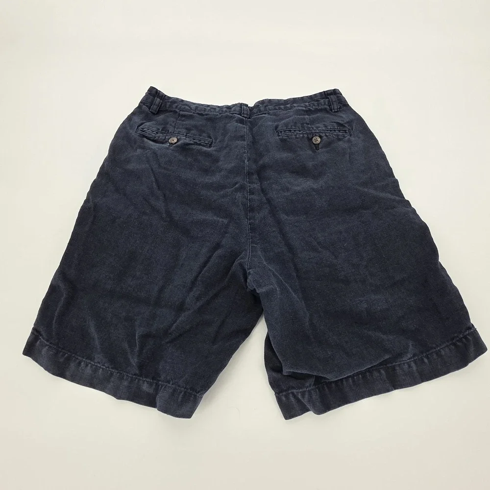 Polo Ralph Lauren 100% Linen Tyler Short Mens 30, Blue Pleated 8